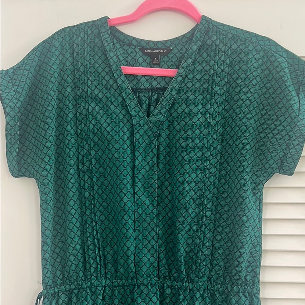 Banana Republic Teal Diamond Print Dress